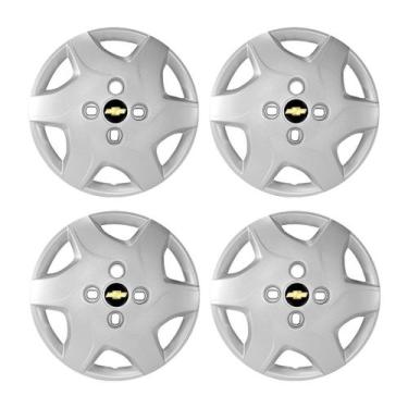 Imagem de Kit Calota Aro 13 Gm Celta 2012 A 2015 Prata Ls Lt Advantage Emblema P
