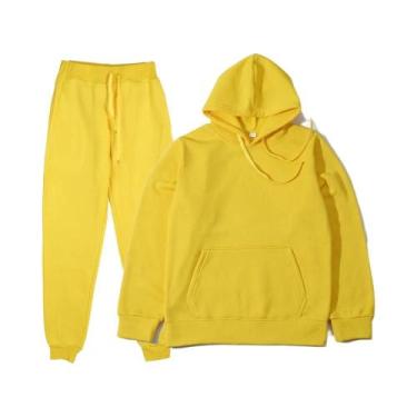 Imagem de Conjunto De Moletom Masculino Em Cor Sólida Para Outono E Inverno, Rou