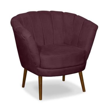 Imagem de Poltrona Pétala Flor Decorativa Suede Bordô - Sonho das Poltronas
