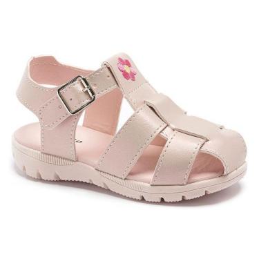 Imagem de Sandália Papete Infantil Menina Pequito Flor Fivela Fechada Confortáve