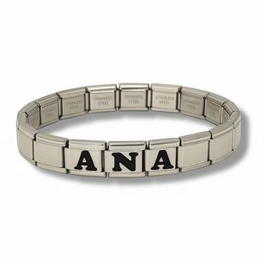 Imagem de Pulseira Italiana Elástica De Aço Inoxidável Nome Letra - La&Ny, 18, A