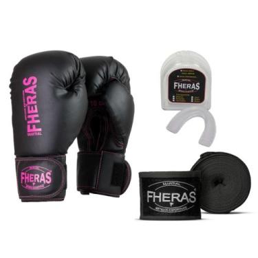Imagem de Kit Luva Estampada para Boxe Muay Thai Com Bandagem E Protetor Bucal -