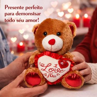 Imagem de Ursinho de Pelúcia Urso com Coração Love You 22cm Presente Romântico D