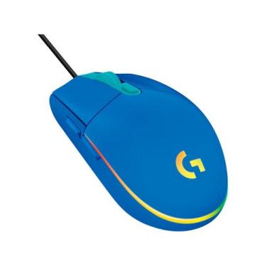 Imagem de Mouse Gamer Logitech G Óptico 8000DPI 6 Botões G203 Lightsync Azul, Az