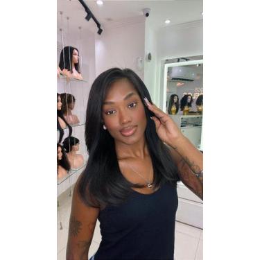 Imagem de Peruca Lace Front Cabelo Humano Melia 40cm com Tela 13x4 e 180 Densida
