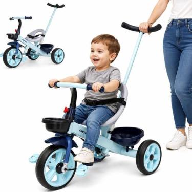 Imagem de Triciclo Infantil com Empurrador Assento com Apoio Cinto de Segurança 