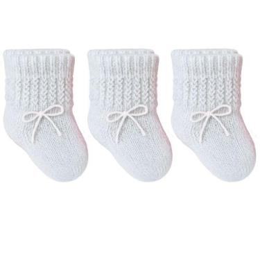 Imagem de Kit 03 Pares Sapatinhos de Lã Bebê RN Recém Nascido Bonecas Pantufa En