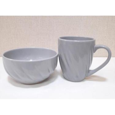 Imagem de Conjunto de Caneca E Bowl Cerâmica - Toque De Classe, Cinza Escuro