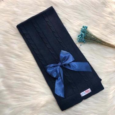 Imagem de Manta Bebe Trico Laço Removível Trança Maternidade Tricot - Mimo da Ce