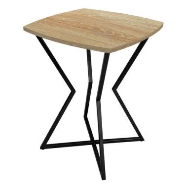 Imagem de Mesa de Canto Lateral Alta Quadrada para Sala Austria - Preta Jade - G