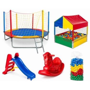 Imagem de Playground Infantil Completo 5 em 1  Cama Elástica 2,30m Piscina de Bo