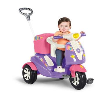 Imagem de Triciclo Infantil Pedal Ou Passeio Moto Uno Calesita Rosa c/ SOM E LUZ