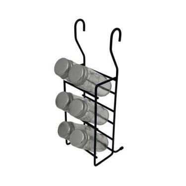 Imagem de Porta temperos com 06 potes de vidro preto 2468 Jomer, Tamanho Único, 