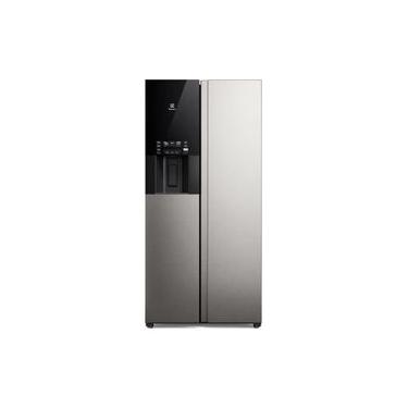 Imagem de Geladeira Electrolux Frost Free Inverter 481L AutoSense e Água e Gelo na Porta Side by Side Inox Look (ES4WS)