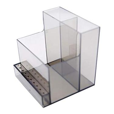 Imagem de F Fityle Profissional - 10 furos prego brocas suporte manicure ferramentas necessárias organizador - preto transparente