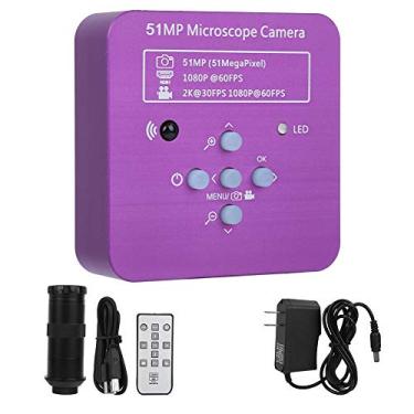 Imagem de 51MP HDMI Microscópio Câmera Digital Microscópio Câmera de Vídeo Industrial Eletrônico USB Microscópio 120X C Lente de montagem com controle remoto