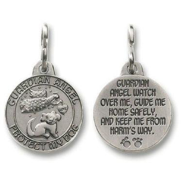 Imagem de Presentes religiosos Guardian Angel, proteção para animais de estimação, medalha de coleira de estanho de 2,5 cm