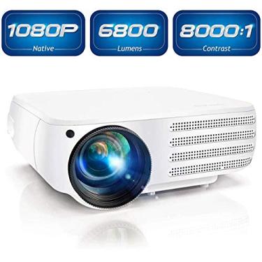 Imagem de Projetor 1080p nativo 6800 lúmens, projetor de filme HDMI ± 50° 4D correção fundamental para casa, escritório, entretenimento