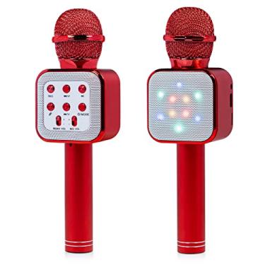 Imagem de Microfone de Karaokê, Microfone Portátil Sem Fio Bluetooth Para Crianças e Adultos, Vermelho
