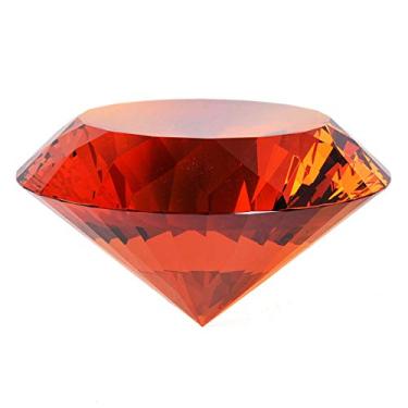 Imagem de Decoração em forma de diamante de vidro cristal 60 mm joia peso em papel, ideia de decoração de presente para o Natal, Ação de Graças e aniversário, Âmbar