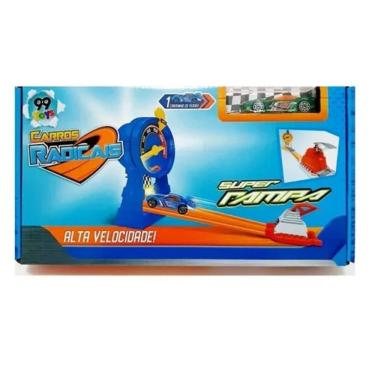 Imagem de Infantil Pista Com 1 Carrinho De Ferro E Lançador - Azul