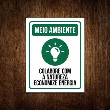 Imagem de Placa Sinalização Meio Ambiente - Economize Energia