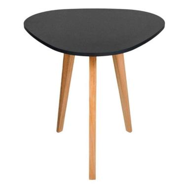 Imagem de Mesa Canto Lateral Triangular MDF Preta Pés Palito 40x50cm