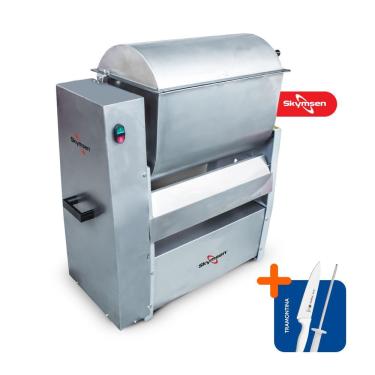 Imagem de Misturador de Carne Açougue Profissional Com Tampa 50kg MMS-50I N 220V Skymsen + Faca + Chaira