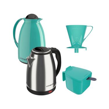 Imagem de Kit Chaleira elétrica 220V e Garrafa Térmica Café Chá Verde