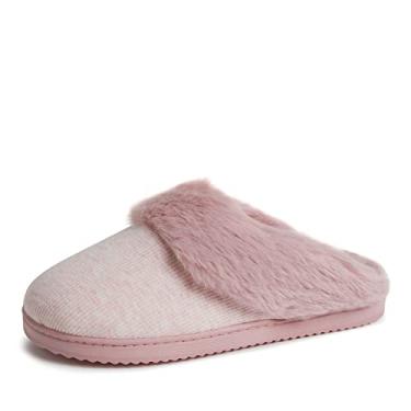 Imagem de Dearfoams Pantufa feminina de malha canelada com dália, Malva pálida, X-Large