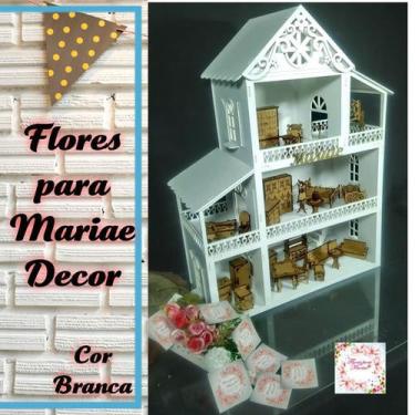 Imagem de Casinha De Boneca Polly Menina + 27 Móveis - Branca - Flores Para Mari