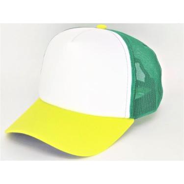 Imagem de Boné Frente Branca Amarelo Com Verde Para Sublimação - Mimika