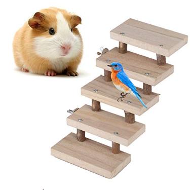 Imagem de Escadas de hamster, 5 camadas, para animais de estimação, hamster, escada de madeira, escada de madeira, escadas, brinquedos para animais de estimação, acessórios para gaiola de hamster