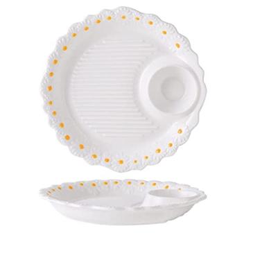 Imagem de Prato de cerâmica criativo com prato pequeno para molho de molho forma redonda prato de batatas fritas louça doméstica (cor: B)