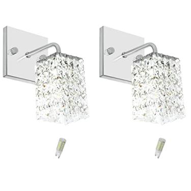 Imagem de 2 x Arandela De Cristal Legitimo Clearwall com Lâmpadas 3000K (Branco Quente)