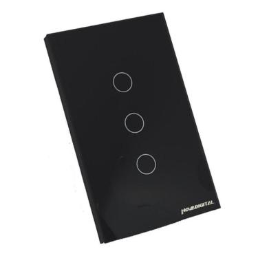 Imagem de Interruptor Wifi Touch Led 3 Botões Rf Nova Digital - Preto
