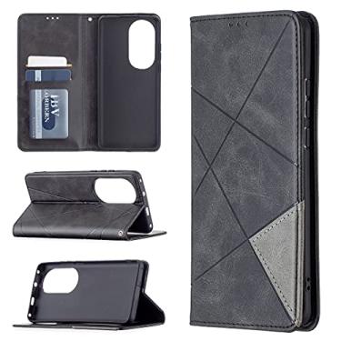 Imagem de For Huawei P50 Pro Rhombus Texture Horizontal Flip Magnetic Leather Case with Holder & Card Slots