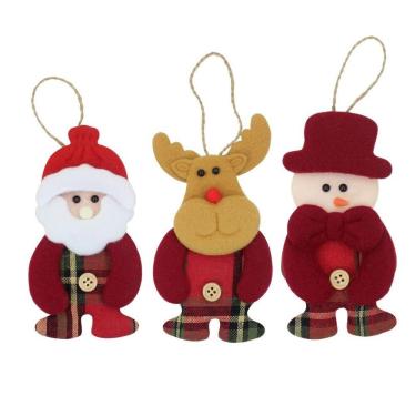 Imagem de Kit 12 Enfeite Árvore Natal Pendente Natalino Tecido 14cm