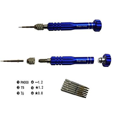 Imagem de 6 em 1 Torx T5 T6 Phillips tipo slot 0,8 mm 1,2 mm Pentalobe 5 pontos chave de fenda magnética kit de ferramentas abertas para MacBook Pro Retina Air iPad iPhone 11 12 Pro X XR XS Max 7 8 Plus iPod