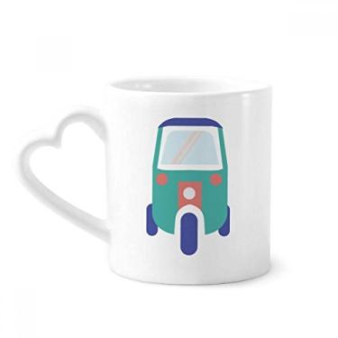 Imagem de Caneca com ilustração de arte de trator de três rodas da Tailândia caneca de café cerâmica copo de coração de vidro