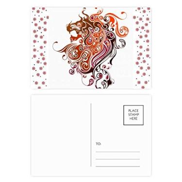 Imagem de Cartão postal colorido Dragon Animal Art Outline Christmas Flower Celebration Blessing Mailing Card