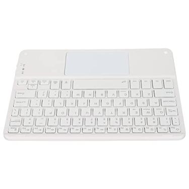 Imagem de Teclado sem fio com touchpad, teclado sem fio discreto ultrafino com luz de fundo RGB para escritório