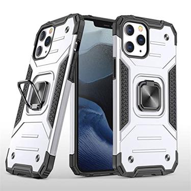 Imagem de YINGDAFENG Capa para iPhone 14 Pro, capa de proteção resistente à prova de choque de grau militar com anel de suporte de 360° suporte magnético para carro à prova de choque capa interna de TPU, prata