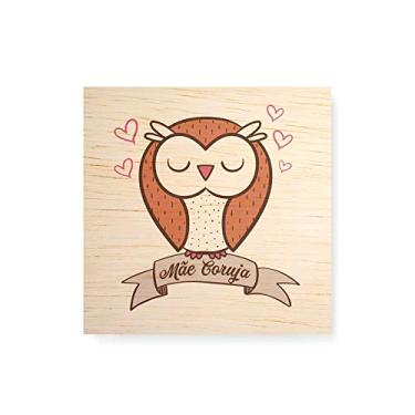 Imagem de Arte Maníacos Quadro Decorativo em Madeira Mãe Coruja Fundo Branco - 30x30cm
