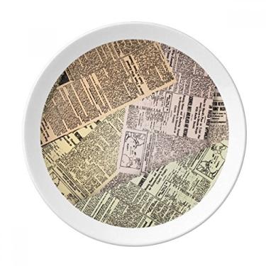 Imagem de Prato de fundo com estampa de veias de jornal, decoração de porcelana salver, talheres, prato de jantar