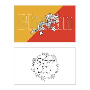 Imagem de Nome da bandeira do país do Butão Ano Novo Festival Cartão de felicitações Bless Message Present