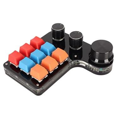 Imagem de Bewinner Teclado USB Mini 9 teclas com 3 botões, teclado mecânico programável para jogos, teclado padrão com uma mão USB Mini Macro OSU para escritório