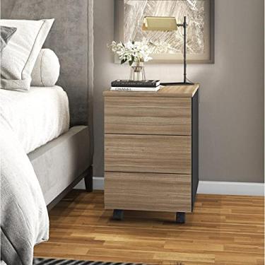 Imagem de Gaveteiro Volante 3 Gavetas Home Office Pandin Móveis Noce Naturalle/preto