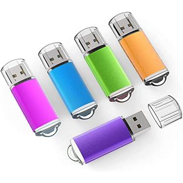 Imagem de K&ZZ 5 unidades USB 2.0/USB 3.0 pen drive unidade pen drive pen drive polegar unidades (5 cores misturadas: azul roxo rosa verde laranja), 1) 5 Pack 8G, 5 Colors 8G (5pcs)