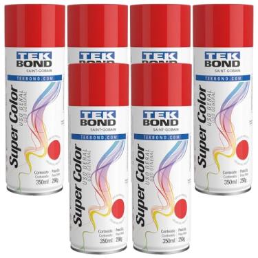 Imagem de Kit 6 Unidades Tinta Tekbond Spray Uso Geral 350ml Vermelho